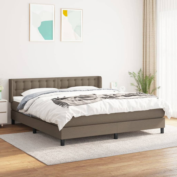 Pat continental cu saltea, gri taupe, 180x200 cm, textil - WALTI WALTI