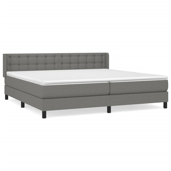 Pat box spring cu saltea, gri închis, 200x200 cm, textil - WALTI WALTI