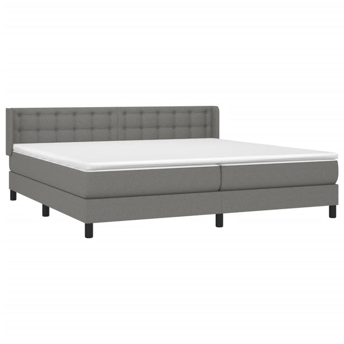 Pat box spring cu saltea, gri închis, 200x200 cm, textil - WALTI WALTI