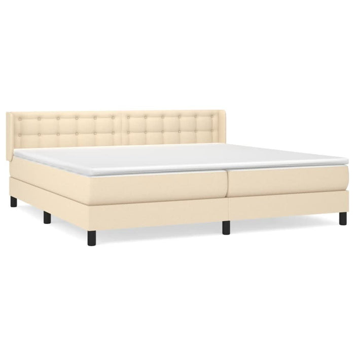 Pat box spring cu saltea, crem, 200x200 cm, textil - WALTI WALTI