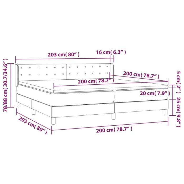 Pat box spring cu saltea, crem, 200x200 cm, textil - WALTI WALTI
