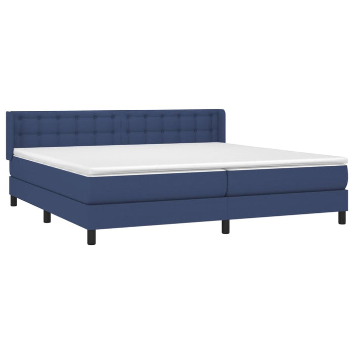 Pat box spring cu saltea, albastru, 200x200 cm, textil - WALTI WALTI