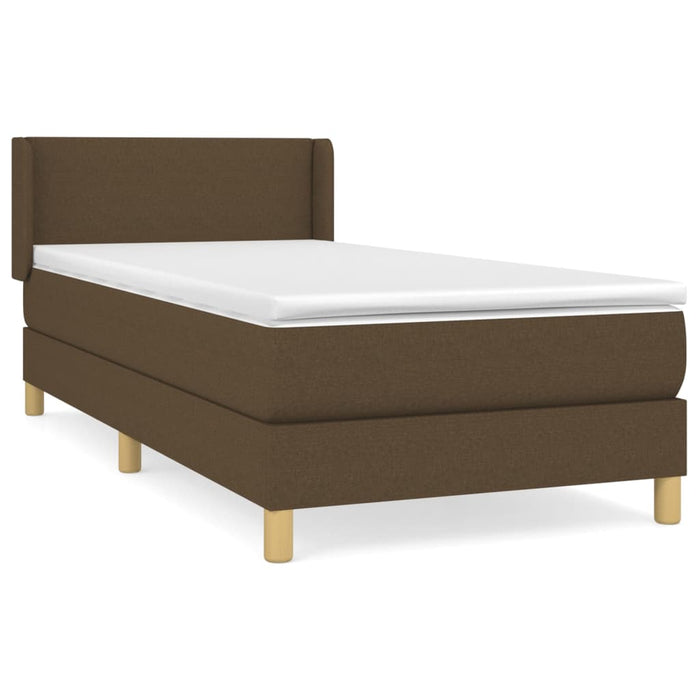 Pat box spring cu saltea, maro închis, 80x200 cm, textil WALTI
