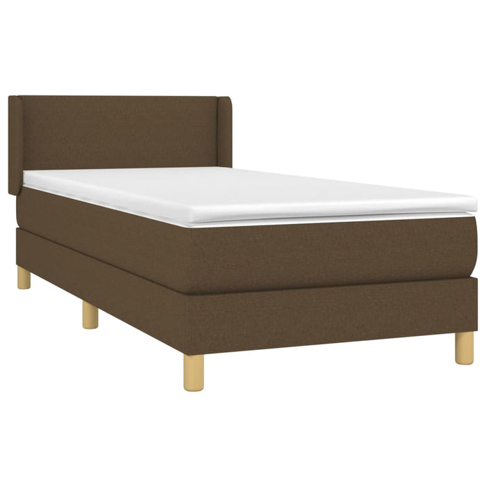 Pat box spring cu saltea, maro închis, 80x200 cm, textil WALTI