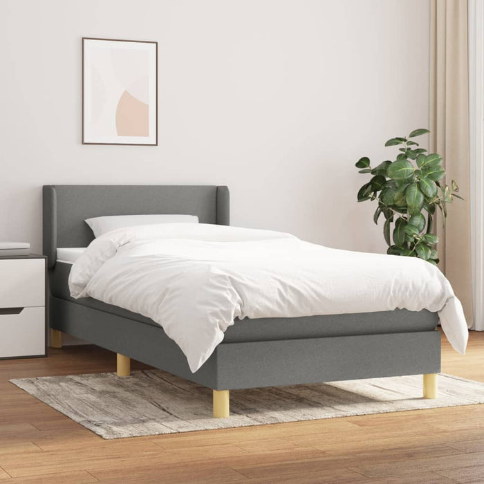 Pat box spring cu saltea, gri închis, 90x190 cm, textil - WALTI WALTI
