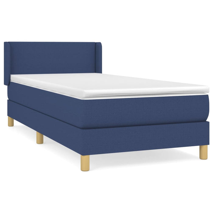 Pat box spring cu saltea, albastru, 90x190 cm, textil - WALTI WALTI