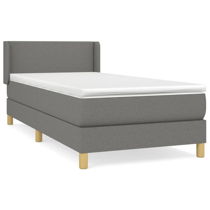 Pat box spring cu saltea, gri închis, 90x200 cm, textil - WALTI WALTI