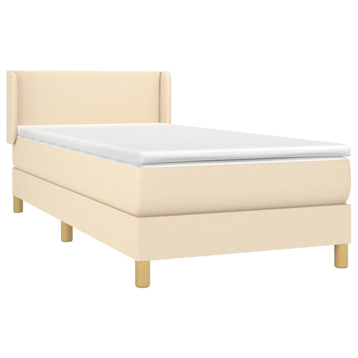 Pat box spring cu saltea, crem, 90x200 cm, textil - WALTI WALTI