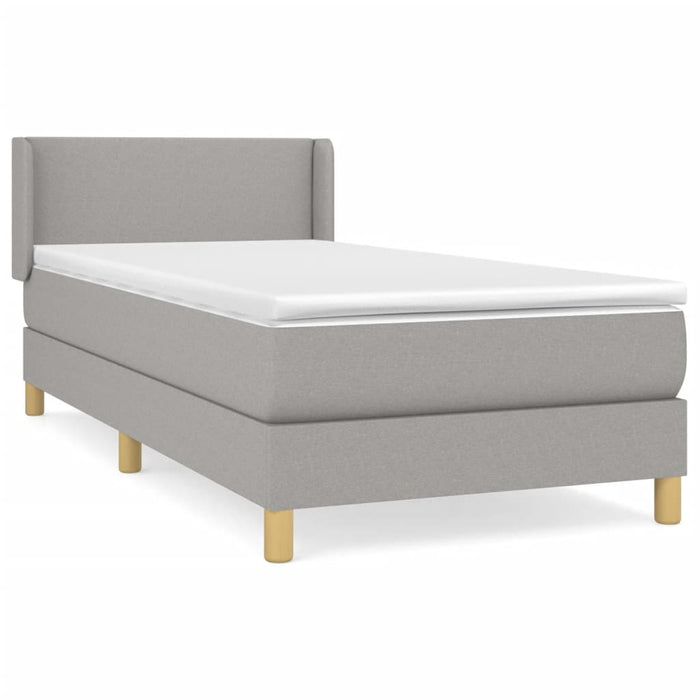 Pat box spring cu saltea, gri deschis, 100x200 cm, textil - WALTI WALTI