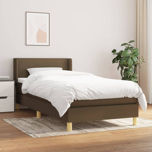 Pat box spring cu saltea, maro închis, 100x200 cm, textil - WALTI WALTI