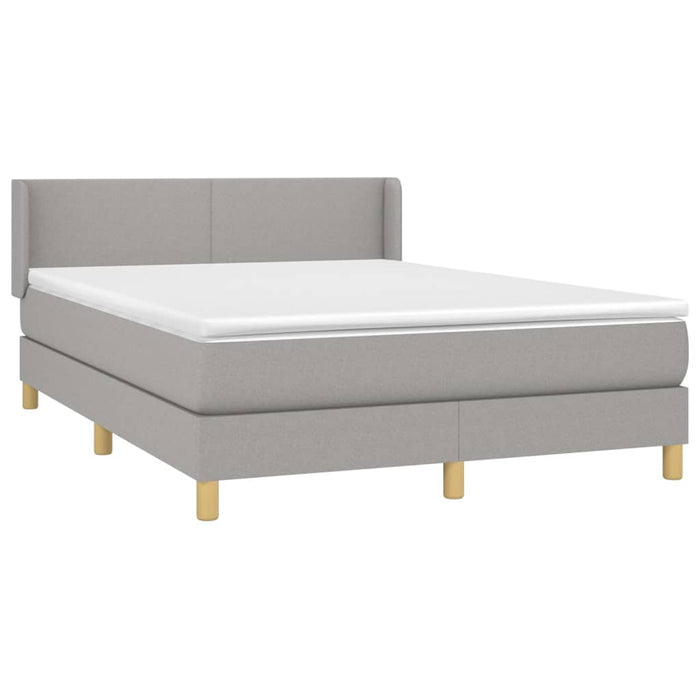 Pat box spring cu saltea, gri deschis, 140x190 cm, textil - WALTI WALTI