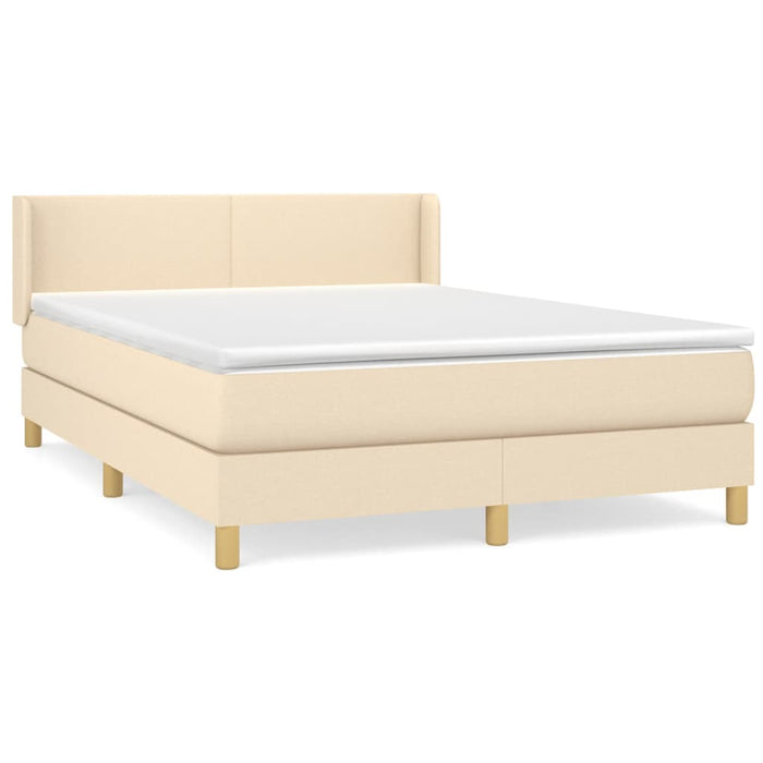 Pat box spring cu saltea, crem, 140x200 cm, textil - WALTI WALTI