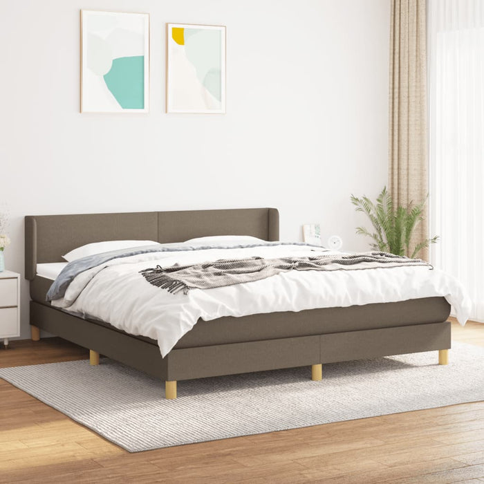 Pat box spring cu saltea, gri taupe, 160x200 cm material textil WALTI
