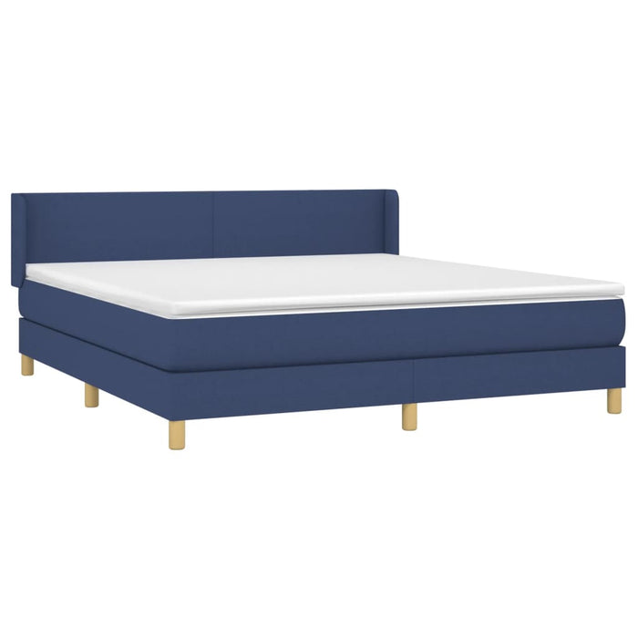 Pat box spring cu saltea, albastru, 180x200 cm, material textil - WALTI WALTI