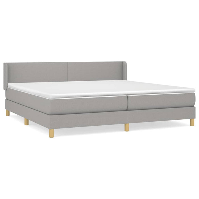 Pat box spring cu saltea, gri deschis, 200x200 cm, textil - WALTI WALTI