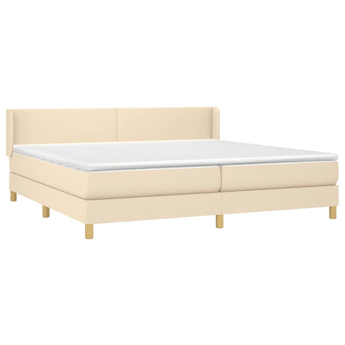Pat box spring cu saltea, crem, 200x200 cm, textil - WALTI WALTI