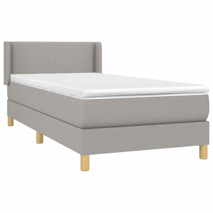 Pat box spring cu saltea, gri deschis, 90x190 cm, textil - WALTI WALTI