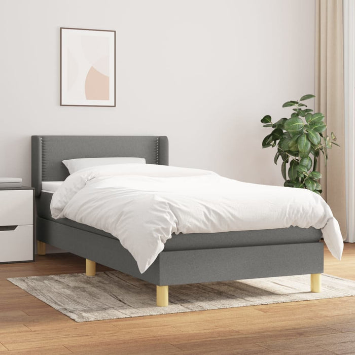 Pat box spring cu saltea, gri închis, 90x190 cm, textil - WALTI WALTI