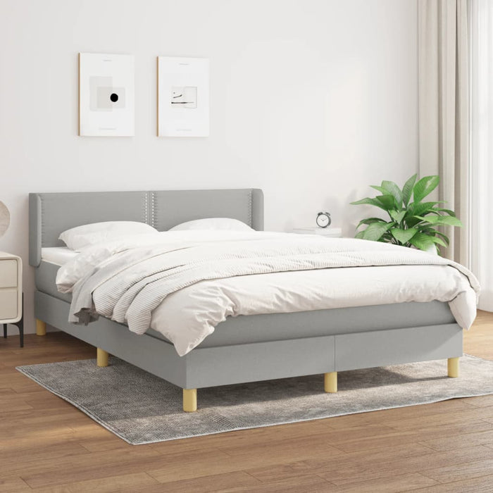 Pat box spring cu saltea, gri deschis, 140x190 cm, textil - WALTI WALTI