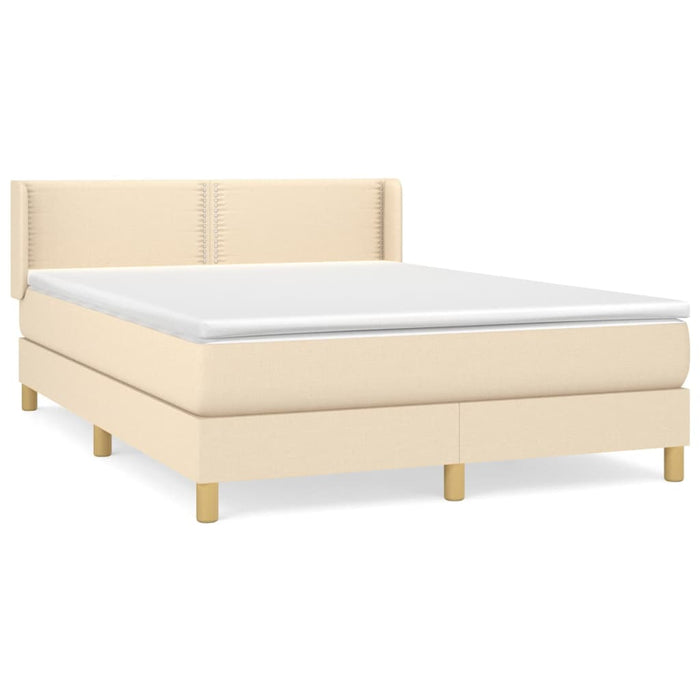 Pat box spring cu saltea, crem, 140x200 cm, textil - WALTI WALTI