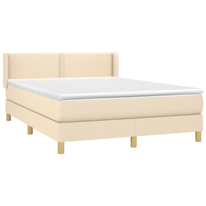 Pat box spring cu saltea, crem, 140x200 cm, textil - WALTI WALTI
