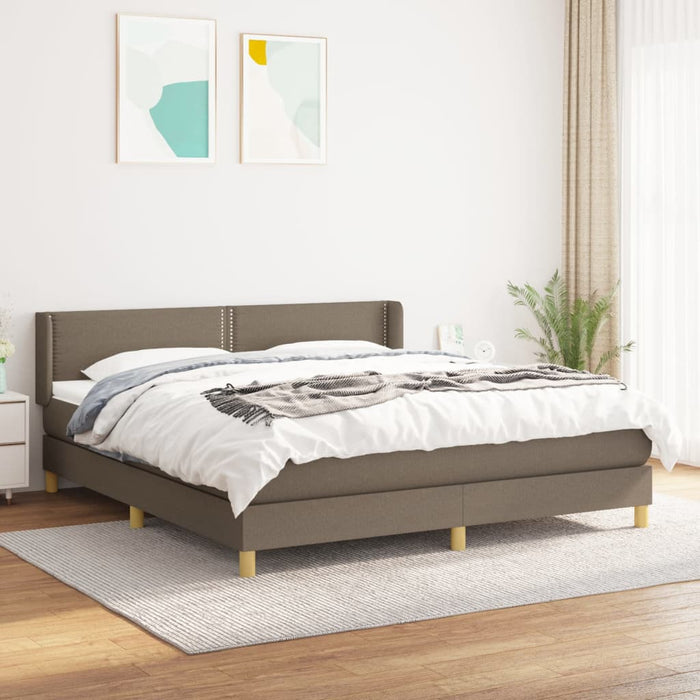 Pat continental cu saltea, gri taupe, 180x200 cm, textil - WALTI WALTI