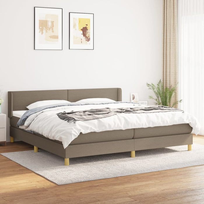 Pat box spring cu saltea, gri taupe, 200x200 cm, textil - WALTI WALTI