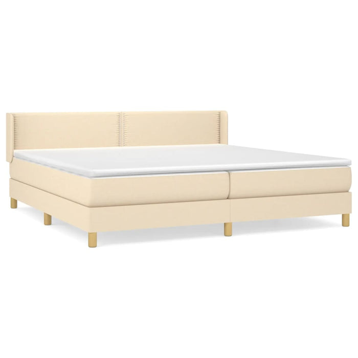 Pat box spring cu saltea, crem, 200x200 cm, textil WALTI