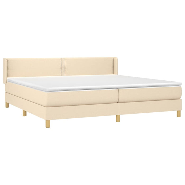 Pat box spring cu saltea, crem, 200x200 cm, textil WALTI