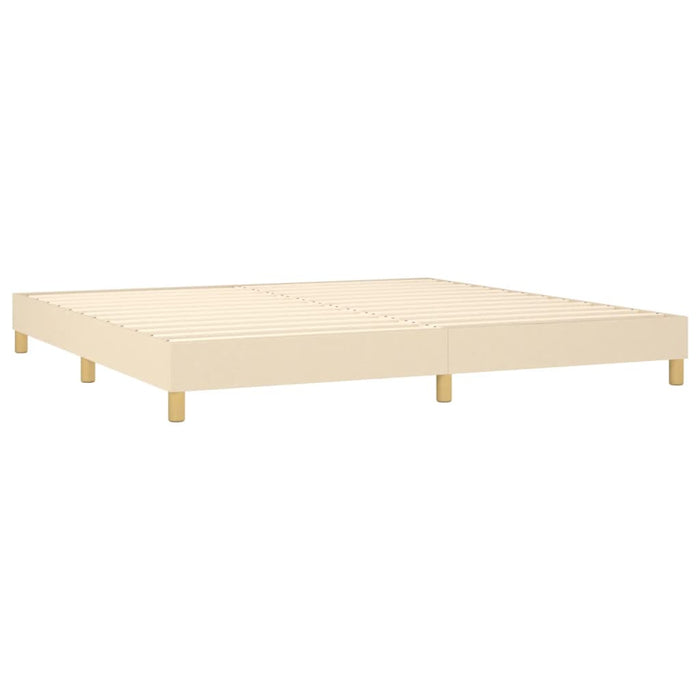 Pat box spring cu saltea, crem, 200x200 cm, textil WALTI