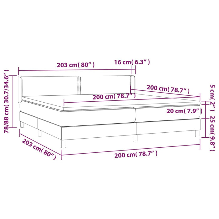 Pat box spring cu saltea, crem, 200x200 cm, textil WALTI