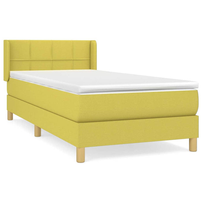 Pat box spring cu saltea, verde, 90x190 cm, textil WALTI