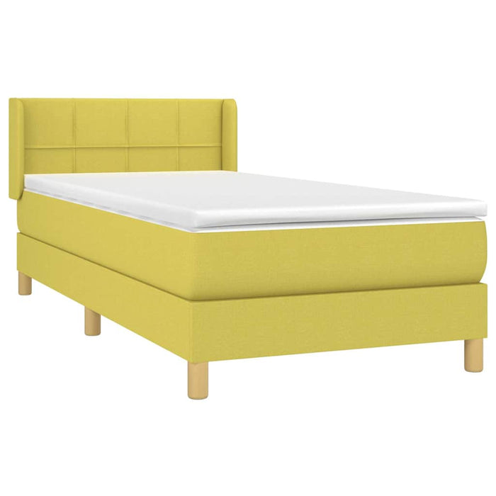 Pat box spring cu saltea, verde, 90x190 cm, textil WALTI