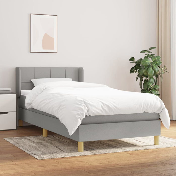 Pat box spring cu saltea, gri deschis, 100x200 cm, textil - WALTI WALTI