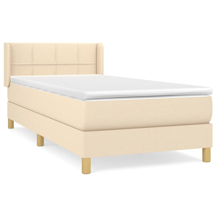 Pat box spring cu saltea, crem, 100x200 cm, textil WALTI