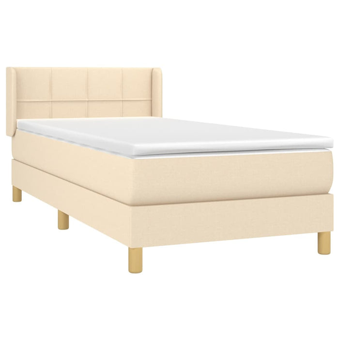 Pat box spring cu saltea, crem, 100x200 cm, textil WALTI