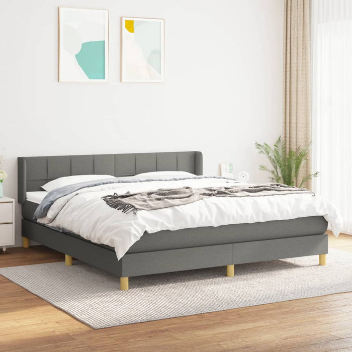 Pat continental cu saltea, gri închis, 160x200 cm, țesătură - WALTI WALTI