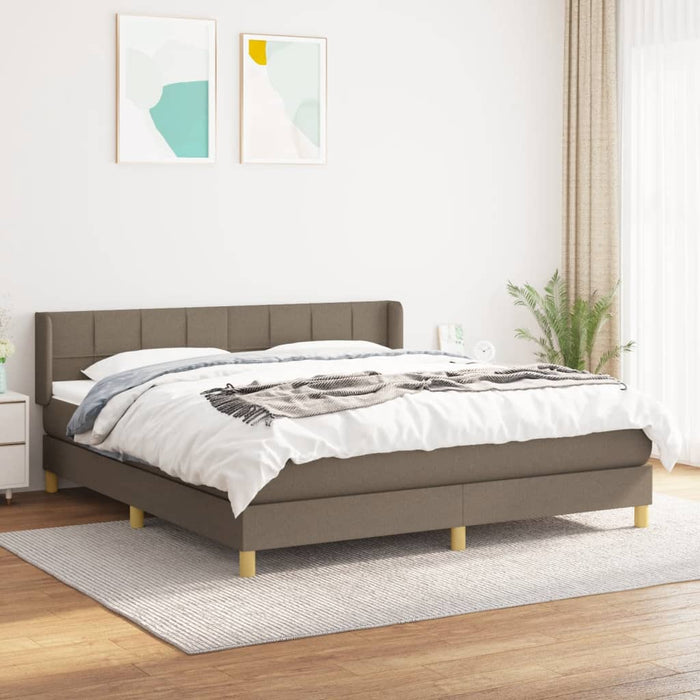 Pat continental cu saltea, gri taupe, 180x200 cm, textil - WALTI WALTI