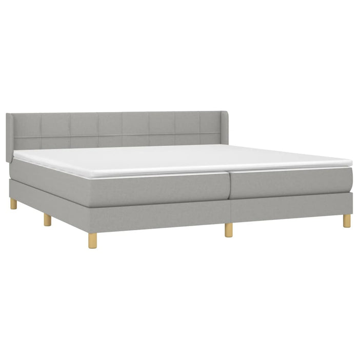 Pat box spring cu saltea, gri deschis, 200x200 cm, textil - WALTI WALTI