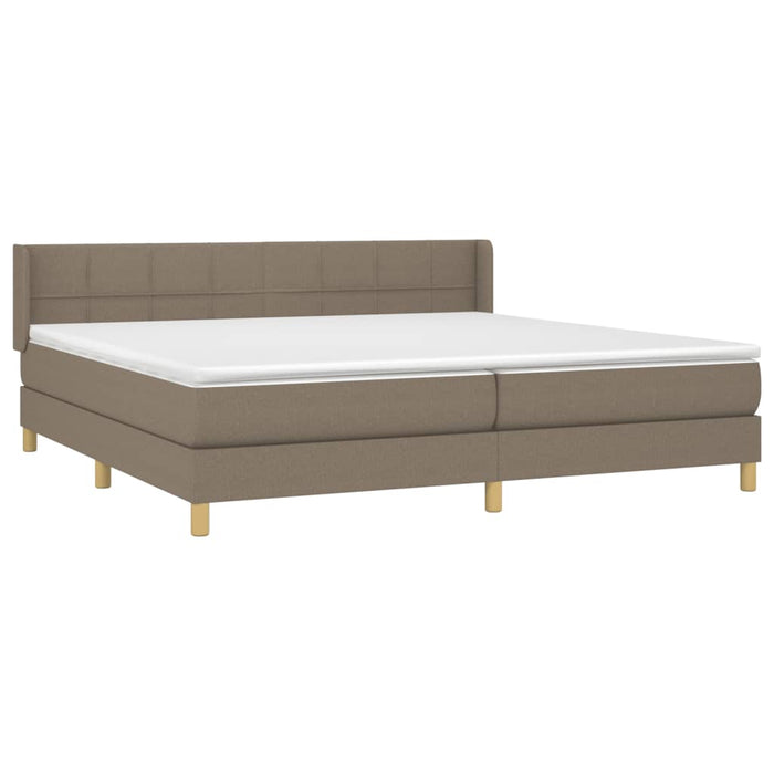 Pat box spring cu saltea, gri taupe, 200x200 cm, textil WALTI