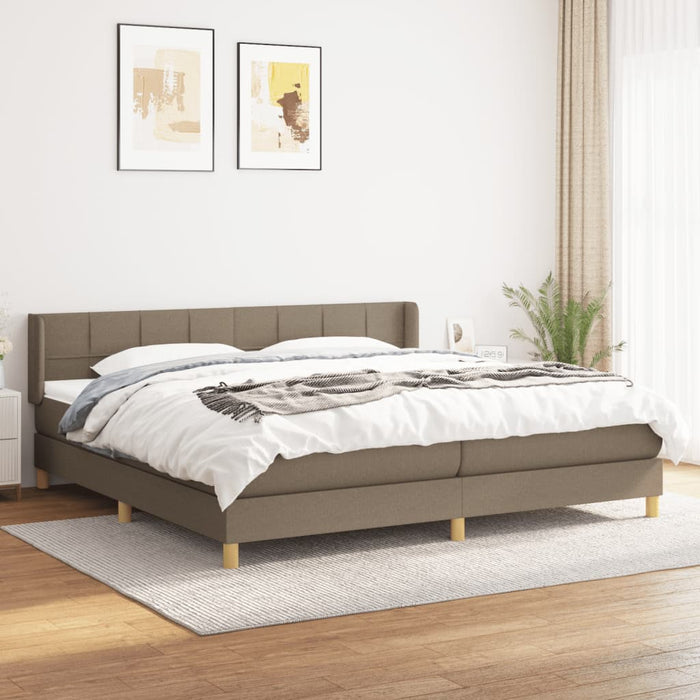 Pat box spring cu saltea, gri taupe, 200x200 cm, textil WALTI