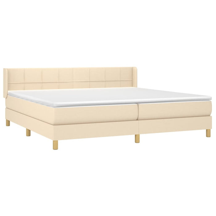 Pat box spring cu saltea, crem, 200x200 cm, textil - WALTI WALTI