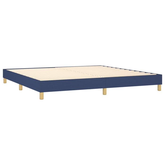 Pat box spring cu saltea, albastru, 200x200 cm, textil - WALTI WALTI
