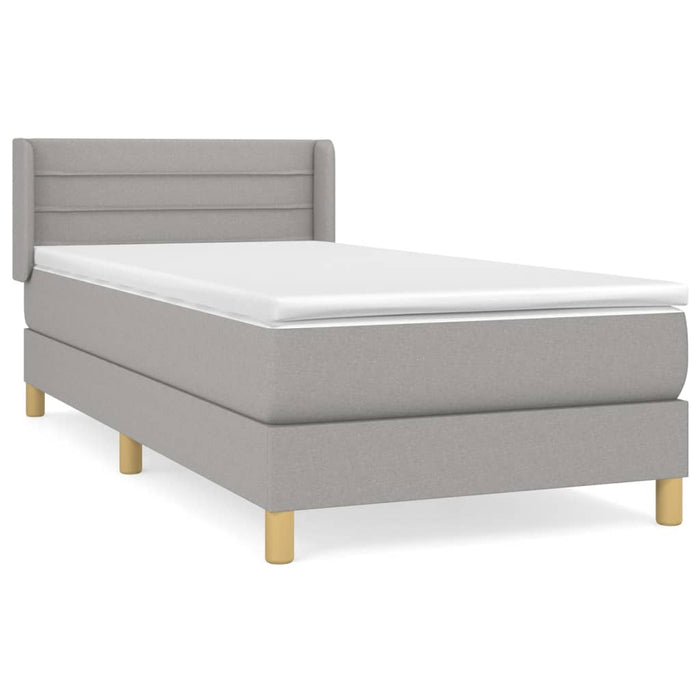 Pat box spring cu saltea, gri deschis, 90x200 cm, textil - WALTI WALTI