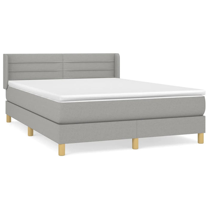 Pat box spring cu saltea, gri deschis, 140x190 cm, textil - WALTI WALTI