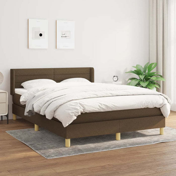 Pat box spring cu saltea, maro închis, 140x200 cm, textil - WALTI WALTI