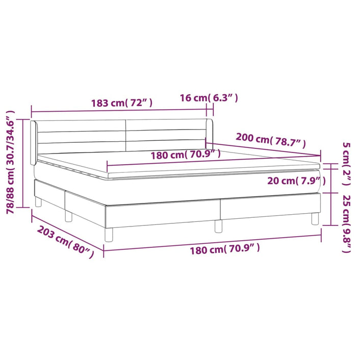 Pat box spring cu saltea, gri închis, 180x200 cm, textil - WALTI WALTI