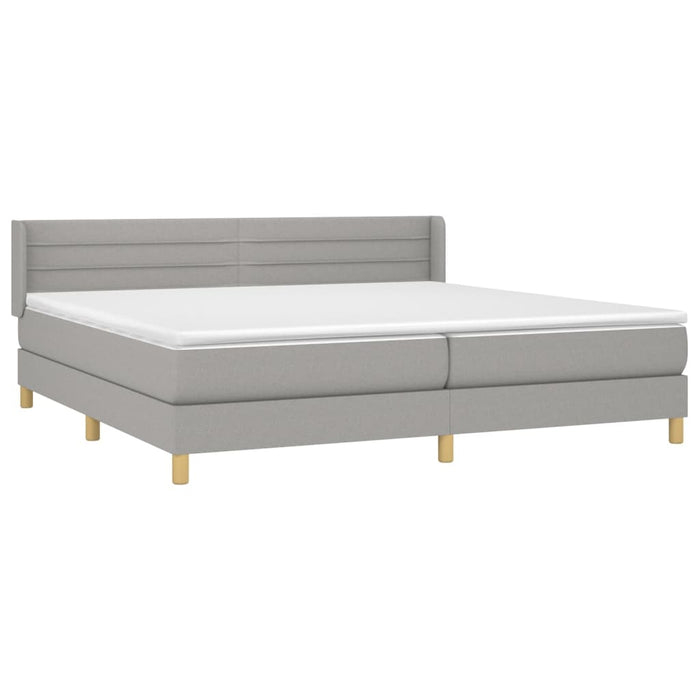 Pat box spring cu saltea, gri deschis, 200x200 cm, textil - WALTI WALTI