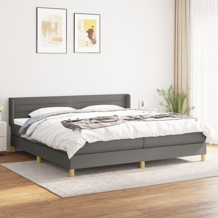 Pat box spring cu saltea, gri închis, 200x200 cm, textil - WALTI WALTI