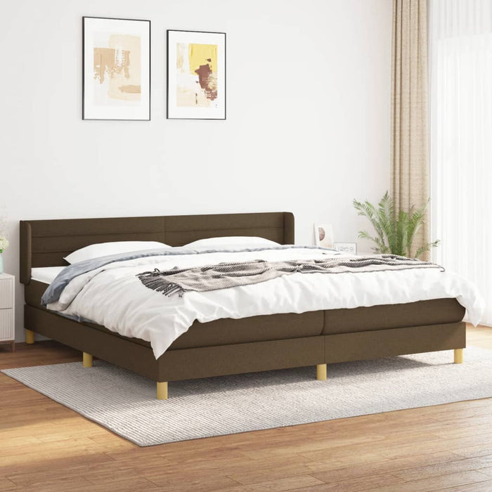 Pat box spring cu saltea, maro închis, 200x200 cm, textil - WALTI WALTI